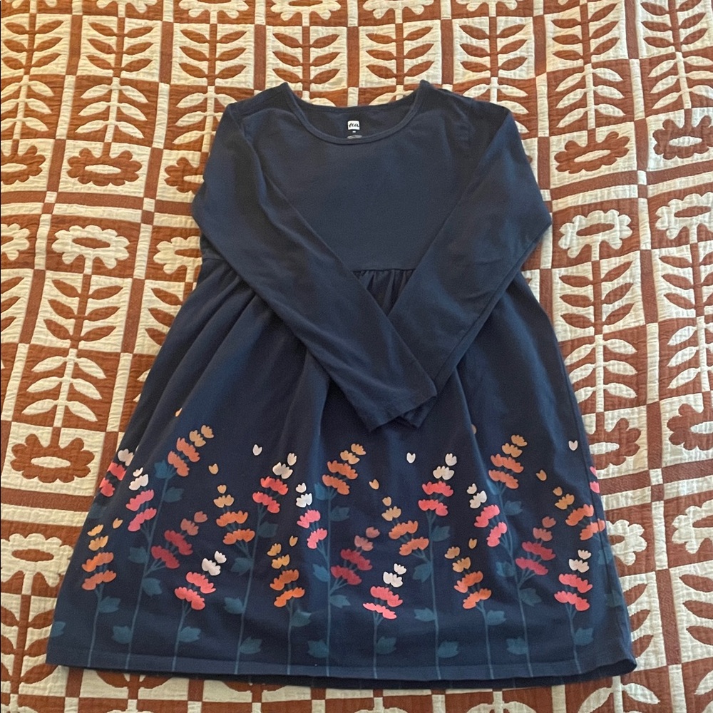 Tea Collection Navy Dress with Colorful Floral Accents